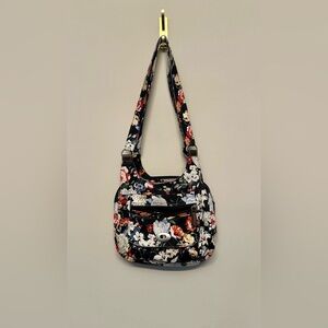 Bright Floral & Black Small Cloth Shoulder Bag
